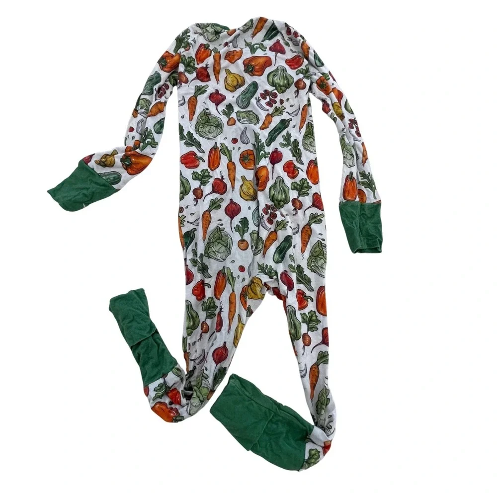 Little One Shop Vegetable Print Bamboo Pajamas 18-24 Months Green‎ zipper I02